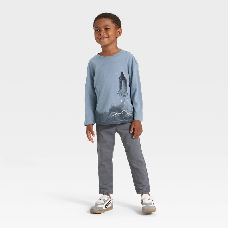 slide 4 of 4, Toddler Boys' Long Sleeve Oversized T-Shirt - Cat & Jack™ Blue 4T, 1 ct