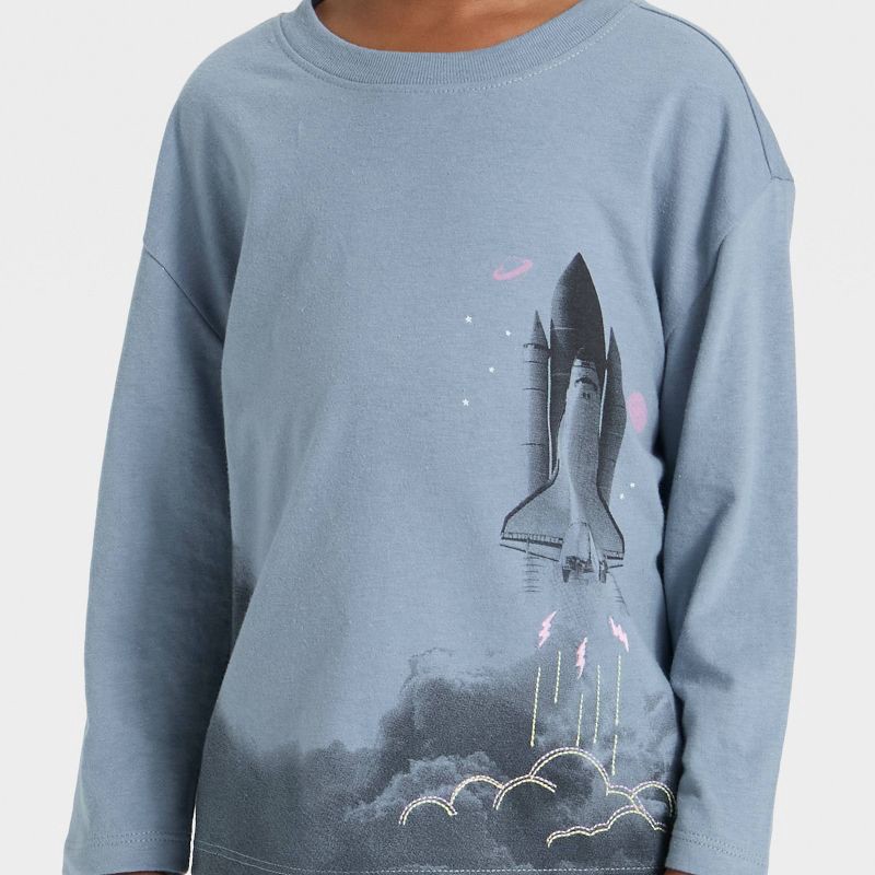 slide 2 of 4, Toddler Boys' Long Sleeve Oversized T-Shirt - Cat & Jack™ Blue 5T, 1 ct