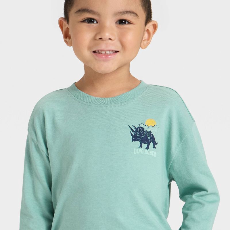 slide 2 of 4, Toddler Boys' Long Sleeve Oversized T-Shirt - Cat & Jack™ Green 4T, 1 ct