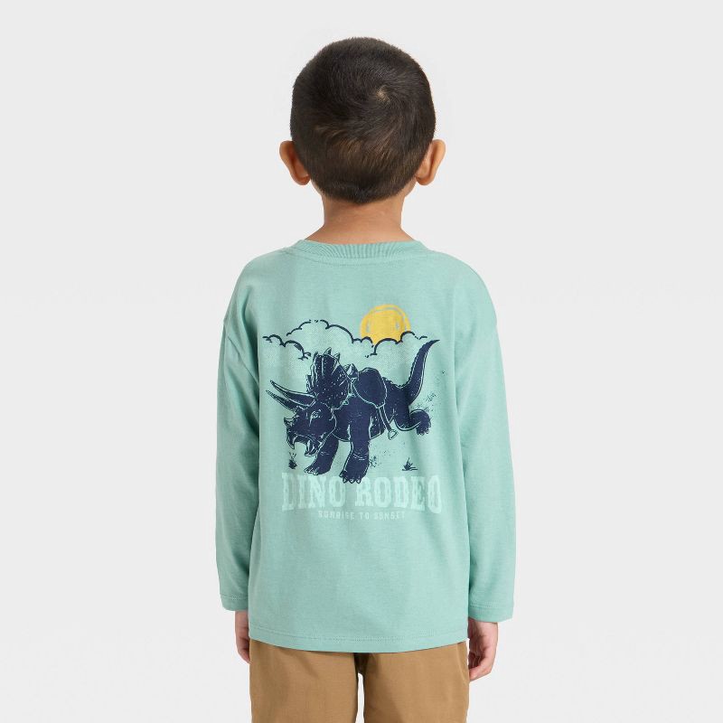 slide 3 of 4, Toddler Boys' Long Sleeve Oversized T-Shirt - Cat & Jack™ Green 4T, 1 ct