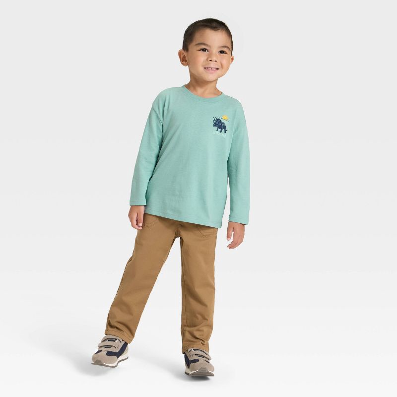 slide 4 of 4, Toddler Boys' Long Sleeve Oversized T-Shirt - Cat & Jack™ Green 4T, 1 ct