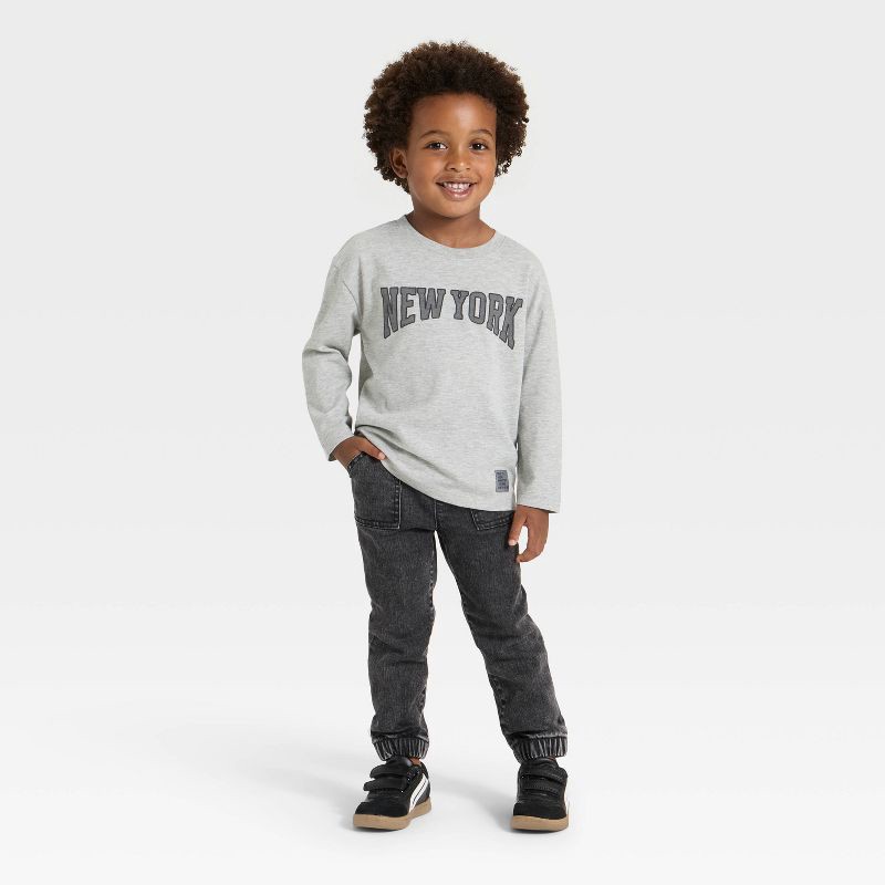 slide 4 of 4, Toddler Boys' Long Sleeve Oversized T-Shirt - Cat & Jack™ Gray 18M, 1 ct