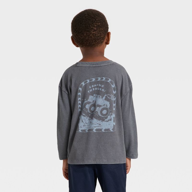 slide 3 of 4, Toddler Boys' Long Sleeve Oversized T-Shirt - Cat & Jack™ Black 3T, 1 ct