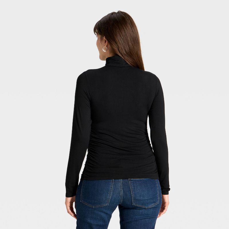 slide 2 of 3, Long Sleeve Turtleneck Maternity T-Shirt - Isabel Maternity by Ingrid & Isabel™ Black XS, 1 ct