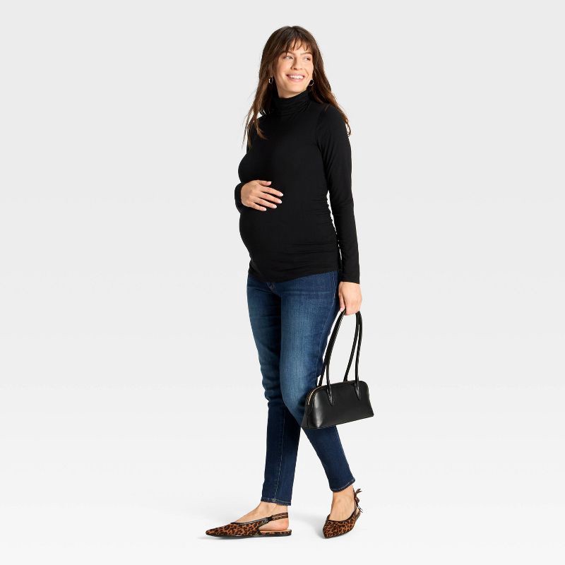 slide 3 of 3, Long Sleeve Turtleneck Maternity T-Shirt - Isabel Maternity by Ingrid & Isabel™ Black XS, 1 ct
