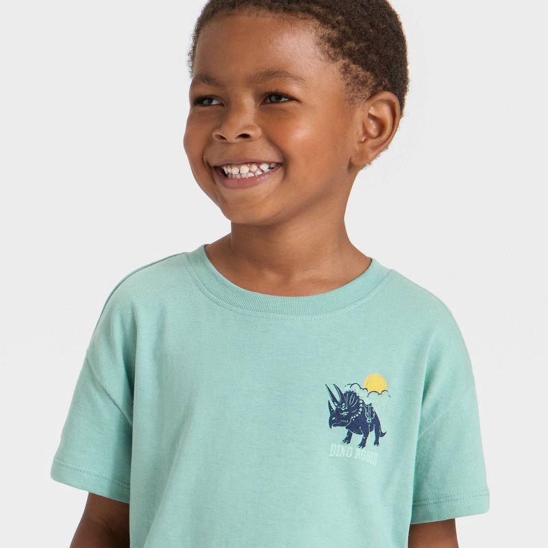 slide 2 of 4, Toddler Boys' Short Sleeve Oversized T-Shirt - Cat & Jack™ Ocean Green 5T, 1 ct