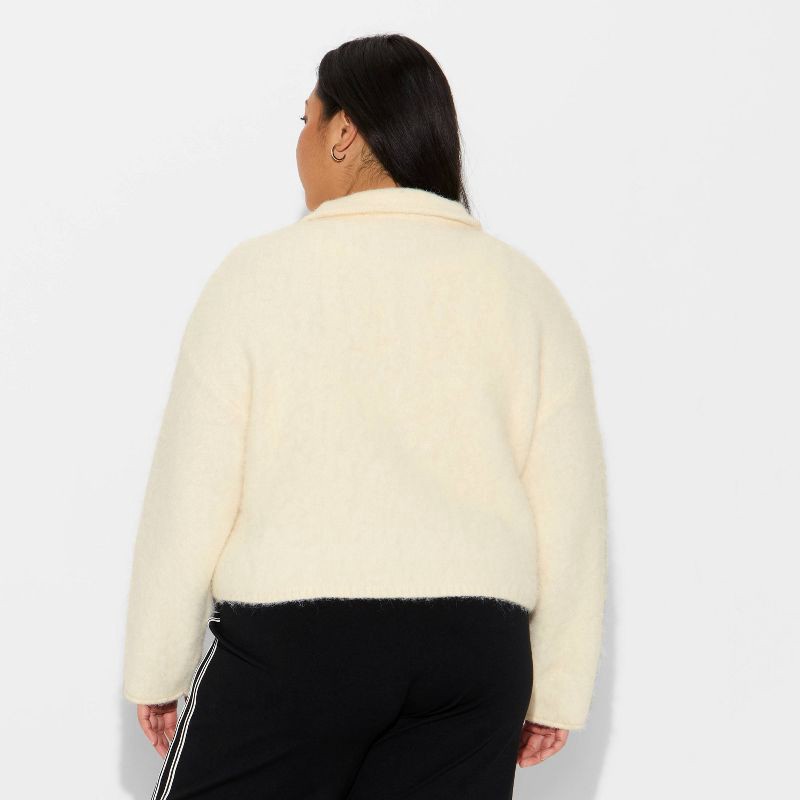 slide 3 of 3, Women's Full Zip Mock Turtleneck Cardigan - Wild Fable™ Off-White XXL, 1 ct