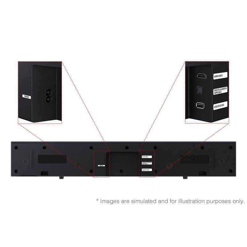 slide 4 of 10, Samsung 2.0Ch Soundbar with Built-in Woofer - Titan Black (HW-B400F), 1 ct