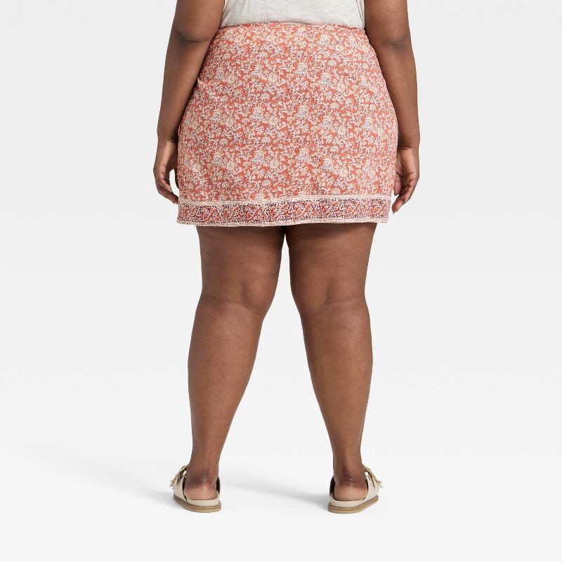 Women's Mini Wrap Skirt - Universal Thread™ Rust Floral XXL 1 ct