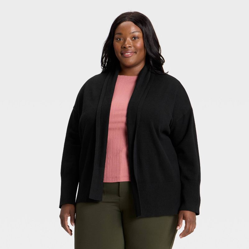 slide 1 of 3, Women's Essential Open Cardigan Sweater - Ava & Viv™ Black XXL, 1 ct