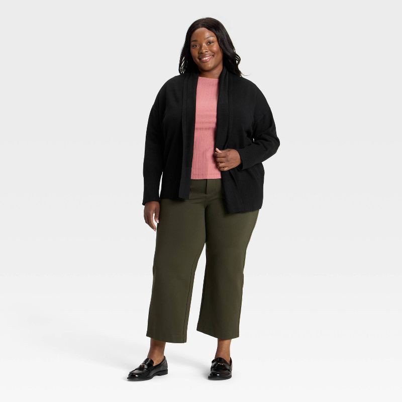 slide 3 of 3, Women's Essential Open Cardigan Sweater - Ava & Viv™ Black 1X, 1 ct