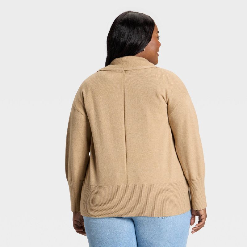 slide 2 of 3, Women's Essential Open Cardigan Sweater - Ava & Viv™ Camel 1X, 1 ct