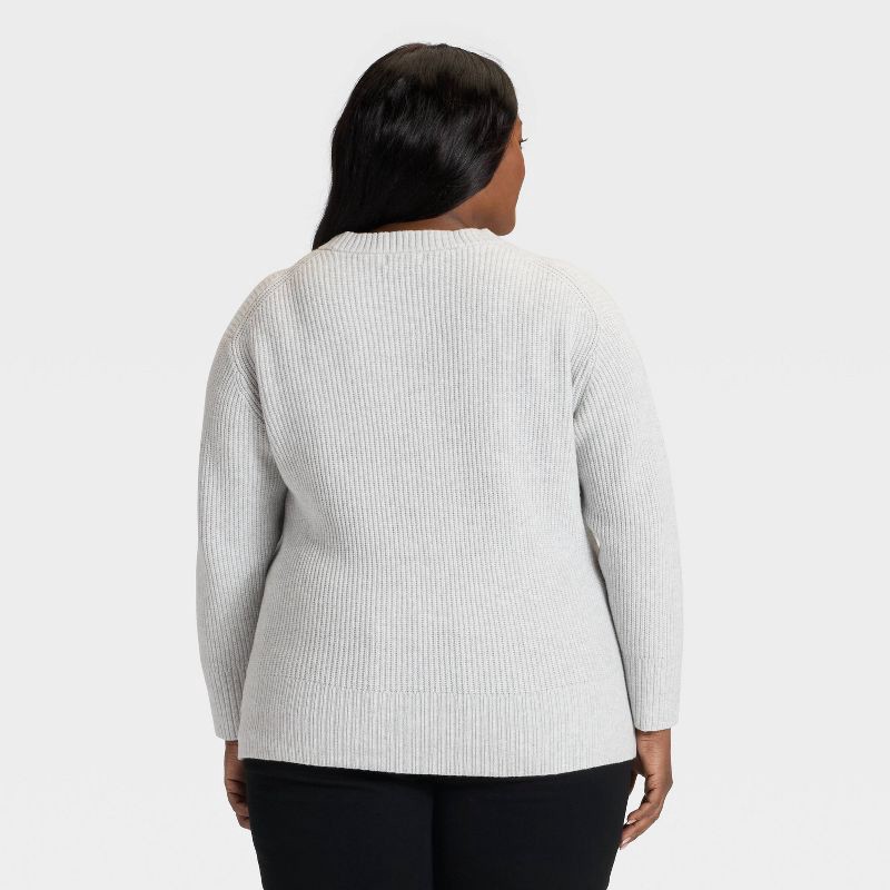 slide 2 of 3, Women's Crewneck Pullover Sweater - Ava & Viv™ Light Gray XXL, 1 ct