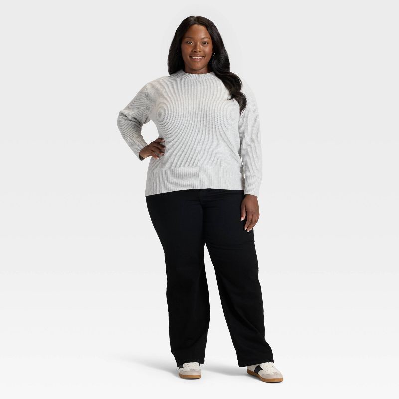 slide 3 of 3, Women's Crewneck Pullover Sweater - Ava & Viv™ Light Gray 2X, 1 ct