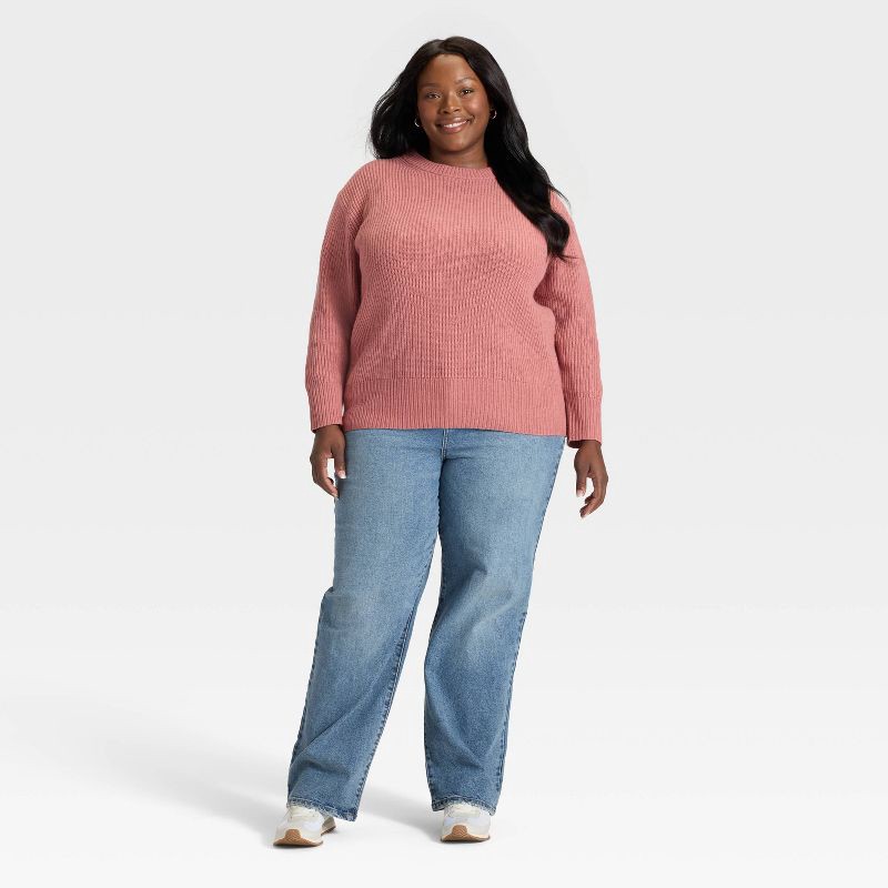 slide 3 of 3, Women's Crewneck Pullover Sweater - Ava & Viv™ Mauve 2X, 1 ct