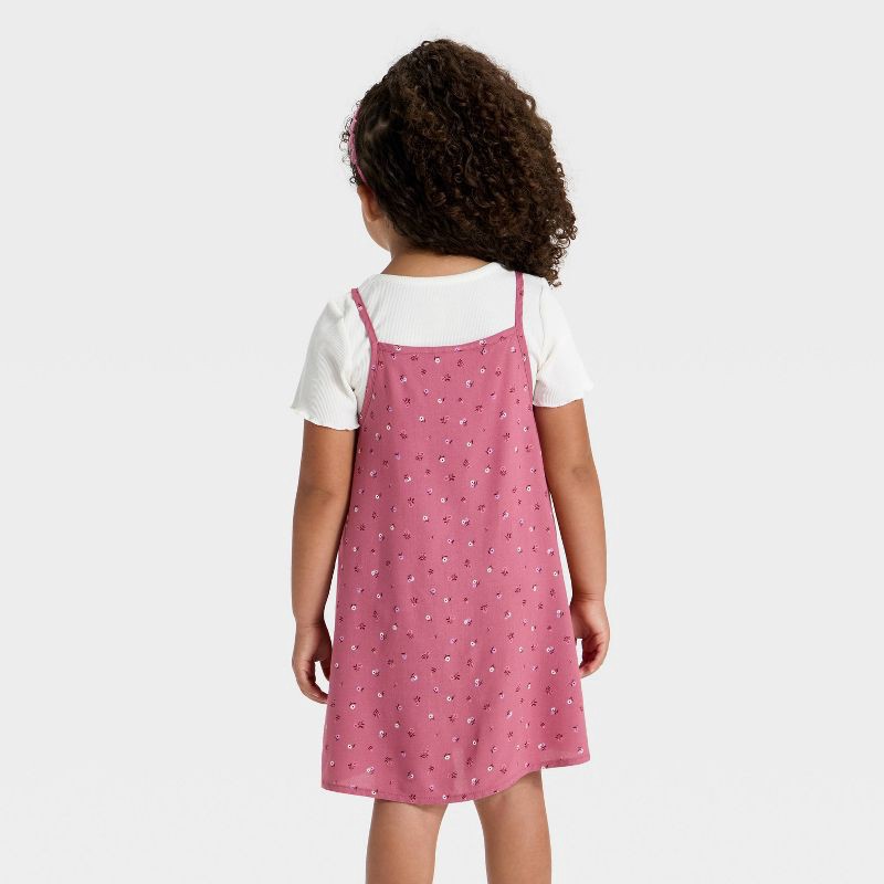 slide 3 of 3, Toddler Girls' Floral Dress Set - Cat & Jack™ Rose Pink 12M, 1 ct