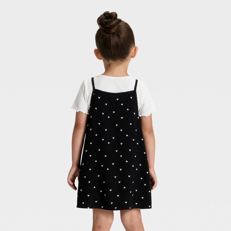 slide 2 of 3, Toddler Girls' Hearts Dress Set - Cat & Jack™ Black 4T, 1 ct