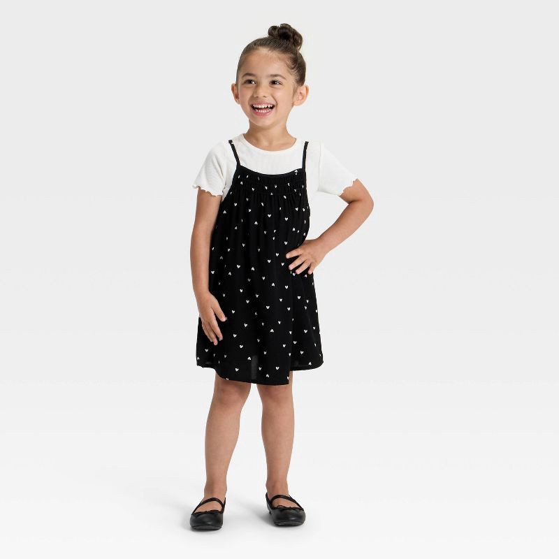 slide 3 of 3, Toddler Girls' Hearts Dress Set - Cat & Jack™ Black 4T, 1 ct