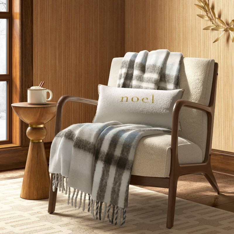 slide 2 of 5, Woven Plaid Throw Blanket Gray - Threshold™, 1 ct