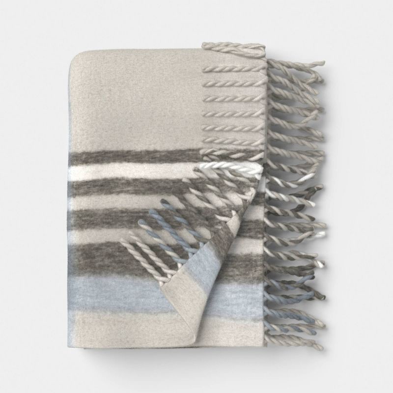 slide 1 of 5, Woven Plaid Throw Blanket Gray - Threshold™, 1 ct
