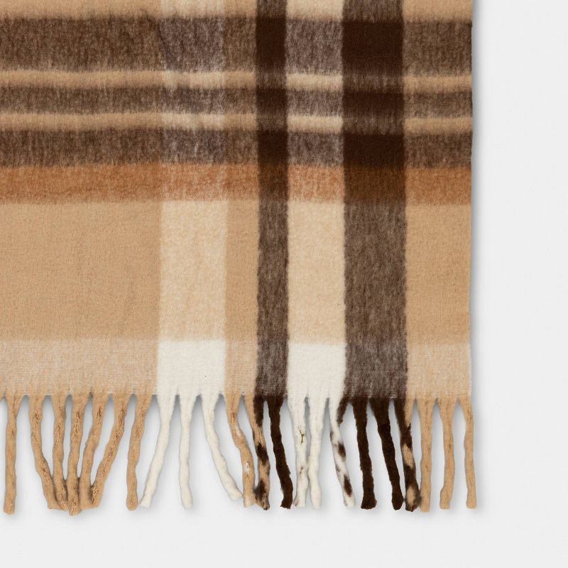 slide 4 of 5, Woven Plaid Throw Blanket Tan - Threshold™, 1 ct