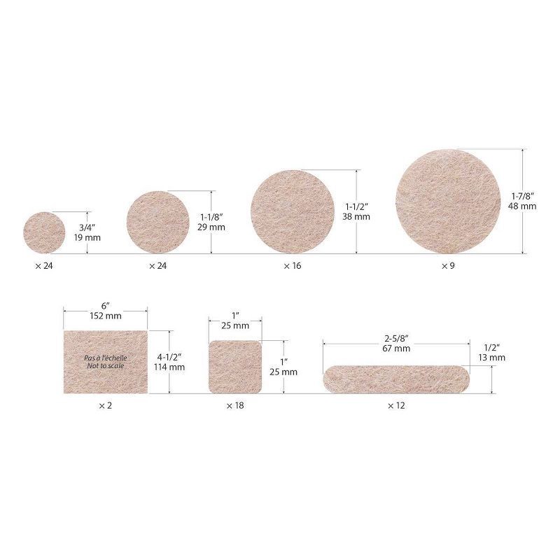 slide 4 of 5, Richelieu Eco Feltac Furniture Slides Bonus Packs and Multipacks Beige, 1 ct