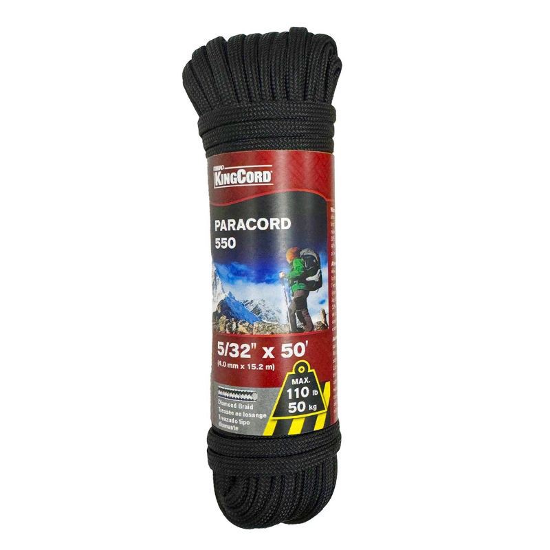 slide 1 of 3, Richelieu KingCord Polyester Diamond Braid Paracord 50' - Black, 1 ct