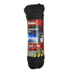 Richelieu KingCord Polyester Diamond Braid Paracord 50' - Black