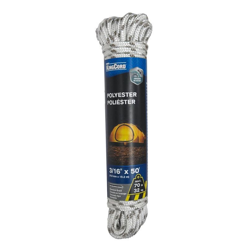 slide 1 of 3, Richelieu KingCord Diamond Braid Polyester 50'- White/Gray, 1 ct