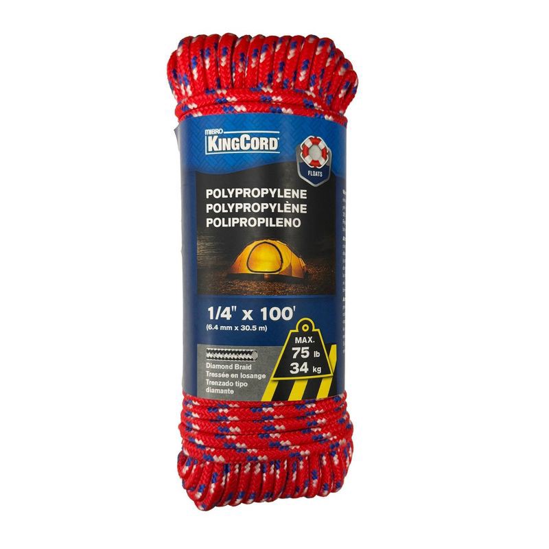 slide 2 of 5, Richelieu KingCord Polypropylene Diamond Braid Rope 100' - Red and Black, 1 ct