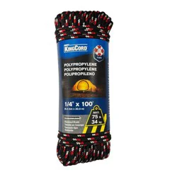 Richelieu KingCord Polypropylene Diamond Braid Rope 100' - Red and Black