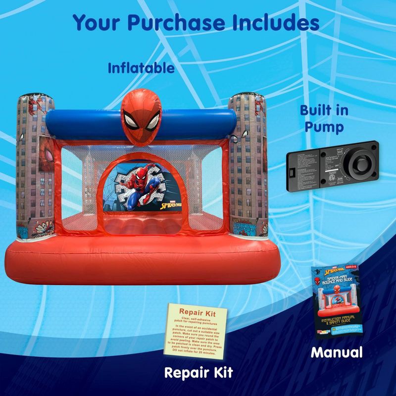 slide 4 of 8, Funormous Spider-Man Bounce House with Built in Air Pump, 1 ct