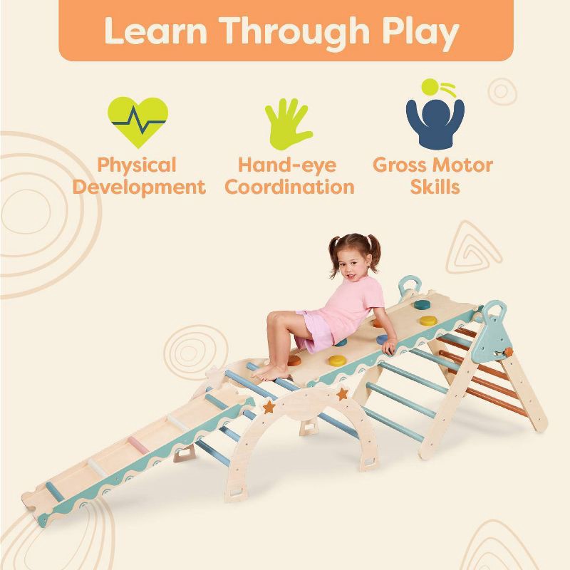 slide 6 of 12, B. toys Wooden Pikler Triangle Climber Set - Wonder Climber, 1 ct