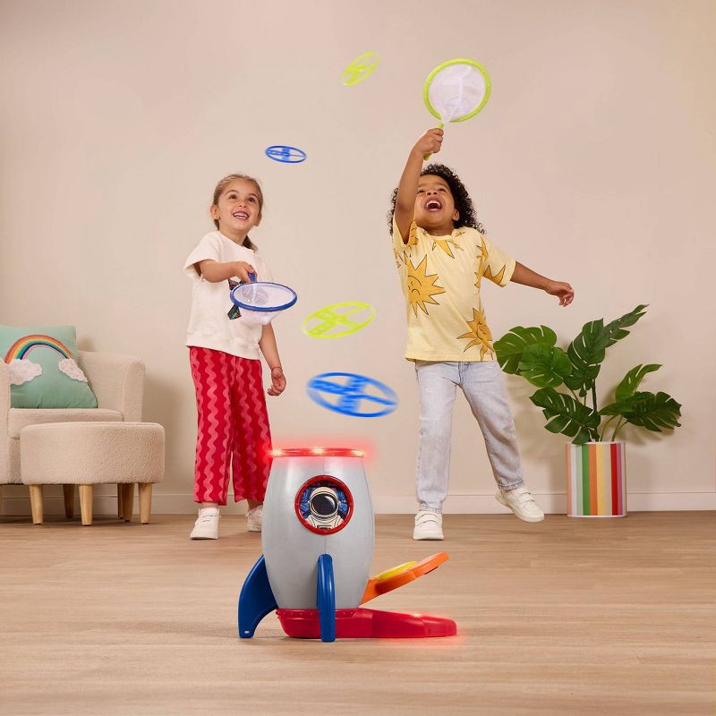 slide 2 of 9, B. toys Rocket Disc Launcher with Pedal Flying Disc, 1 ct