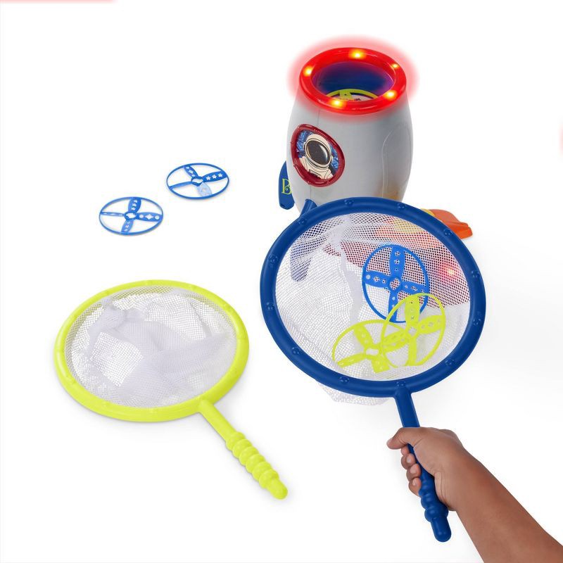 slide 8 of 9, B. toys Rocket Disc Launcher with Pedal Flying Disc, 1 ct