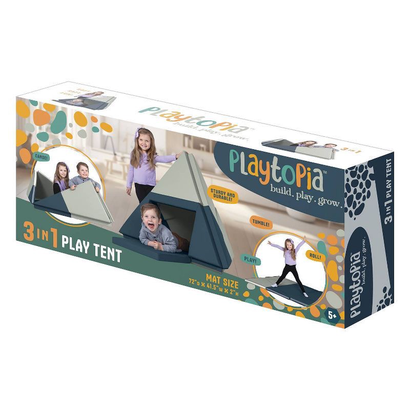 slide 4 of 4, Playtopia Tent to Canoe and Gym Folding Mat 3 in 1 Play Tent, 1 ct