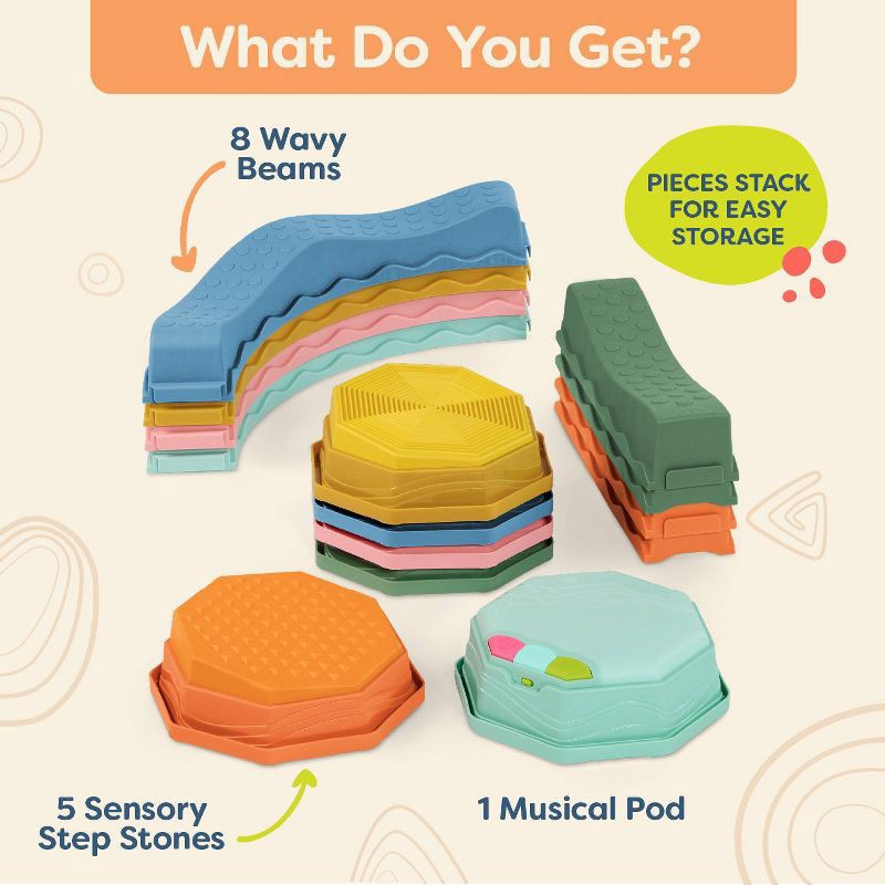 slide 5 of 15, B. toys Balance Beams – Balance & Groove Set Balance Board with Music & Lights, 1 ct