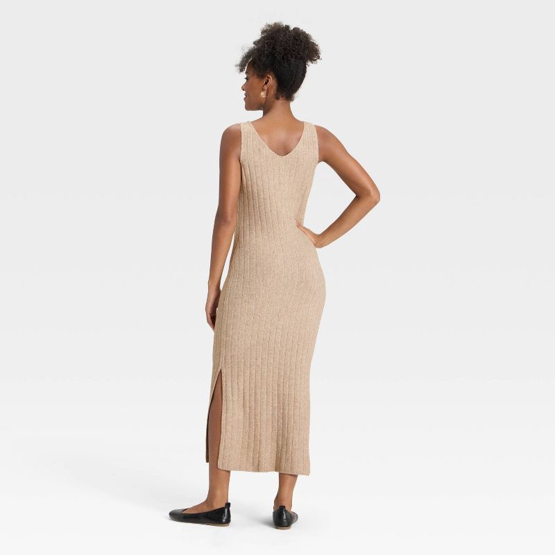 slide 2 of 3, Women's Ribbed Maxi Sweater Dress - Universal Thread™ Tan XL, 1 ct