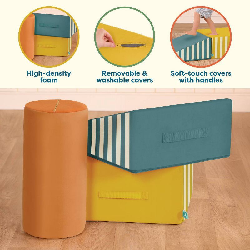 slide 3 of 9, B. toys Modular Foam Shapes Playset with Ramp- Wonder Shapes Balance Board, 1 ct