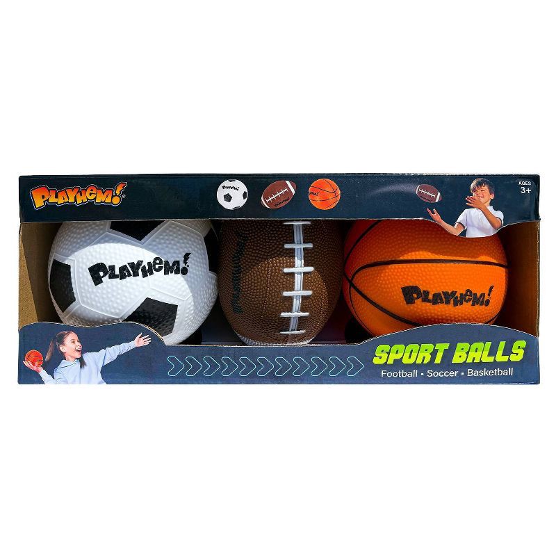 slide 1 of 8, Playhem 5" Mini Sports Play Hand Balls 3pk, 3 ct