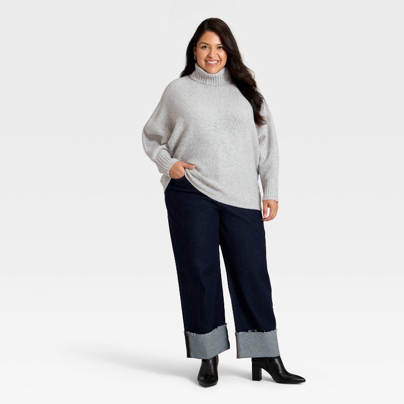 slide 3 of 3, Women's Turtleneck Pullover Sweater - Ava & Viv™ Gray 2X, 1 ct