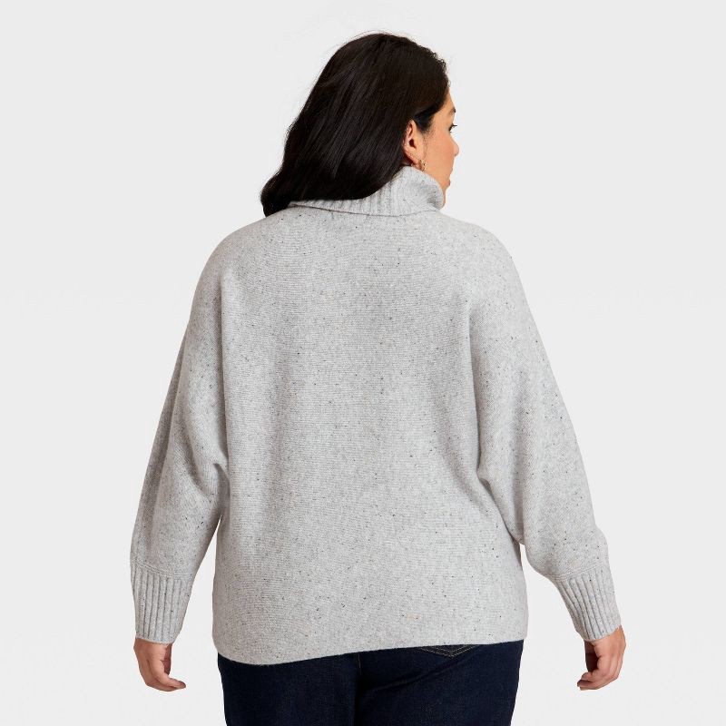 slide 2 of 3, Women's Long Sleeve Turtleneck Pullover Sweater - Ava & Viv™ Gray 3X, 1 ct