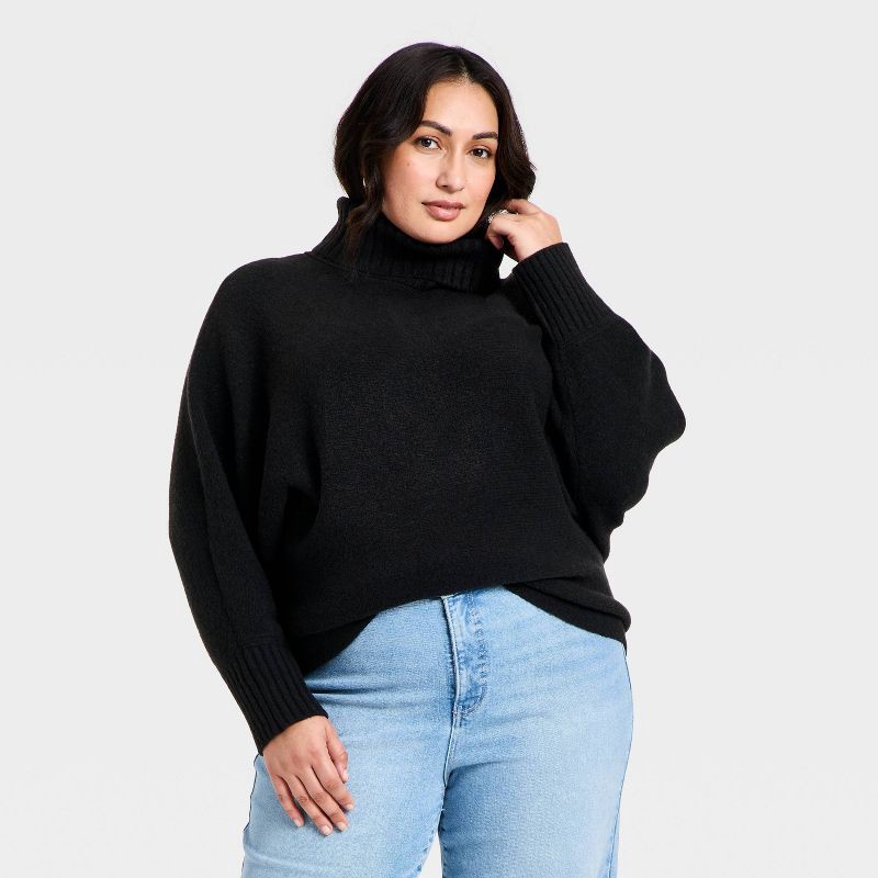 slide 1 of 3, Women's Turtleneck Pullover Sweater - Ava & Viv™ Black XXL, 1 ct