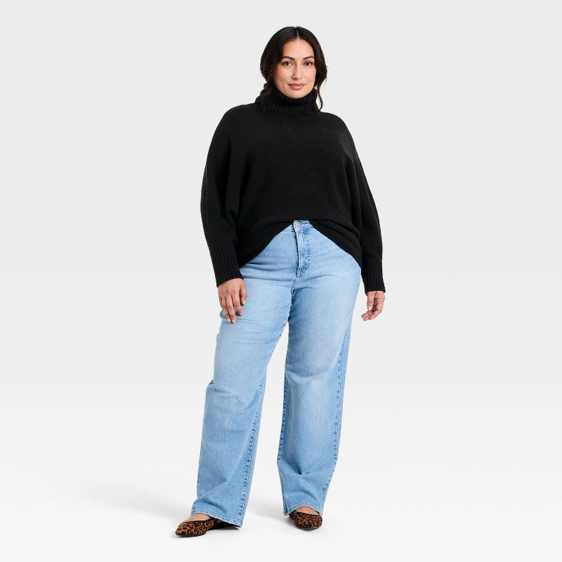 slide 3 of 3, Women's Turtleneck Pullover Sweater - Ava & Viv™ Black 2X, 1 ct