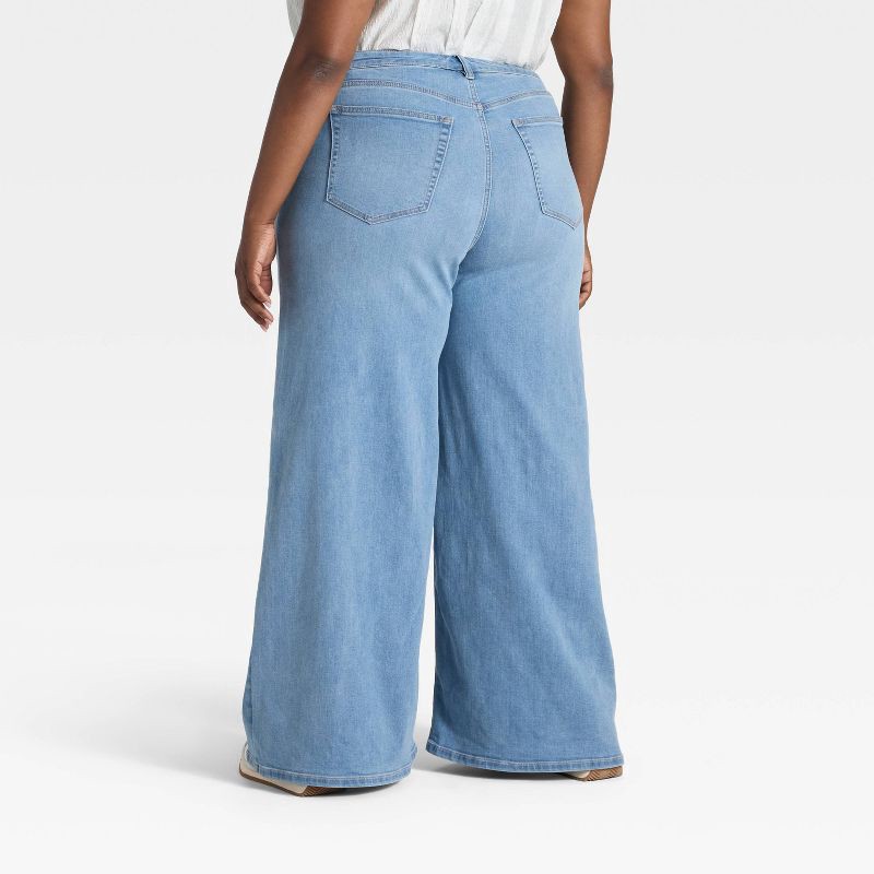 slide 2 of 3, Women's High-Rise Wide Leg Jeans - Ava & Viv™ Light Blue Denim 17, 1 ct