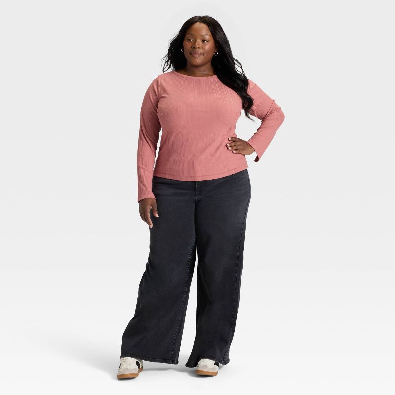 slide 3 of 3, Women's High-Rise Wide Leg Jeans - Ava & Viv™ Black Wash 16, 1 ct