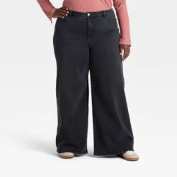 Women's High-Rise Wide Leg Jeans - Ava & Viv™ Black Wash 18