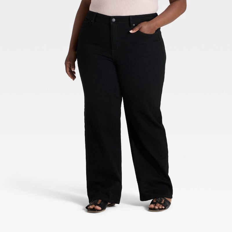 slide 1 of 3, Women's High-Rise Straight Leg Jeans - Ava & Viv™ Black 22, 1 ct