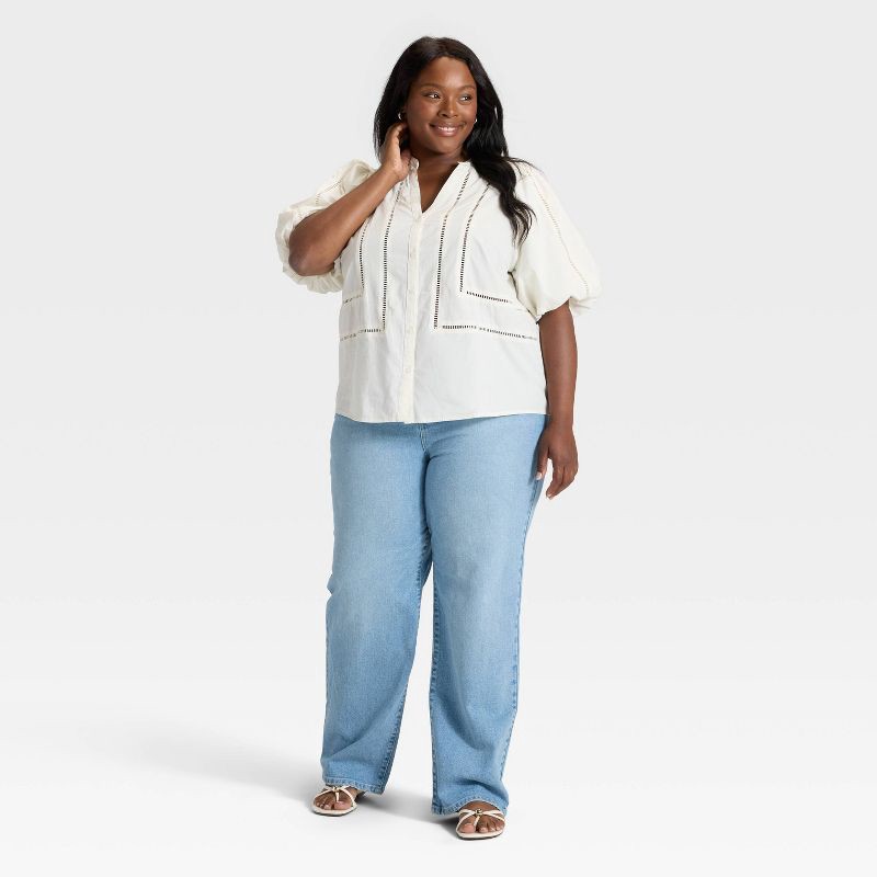 slide 3 of 3, Women's High-Rise Straight Leg Jeans - Ava & Viv™ Light Blue Denim 17, 1 ct