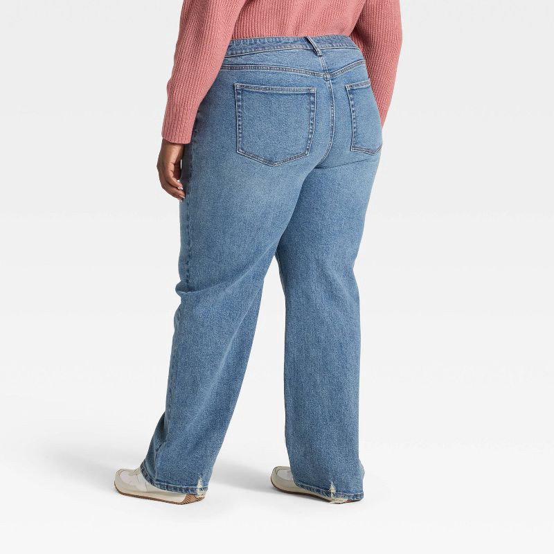 slide 2 of 3, Women's High-Rise Straight Leg Jeans - Ava & Viv™ Medium Wash 16, 1 ct